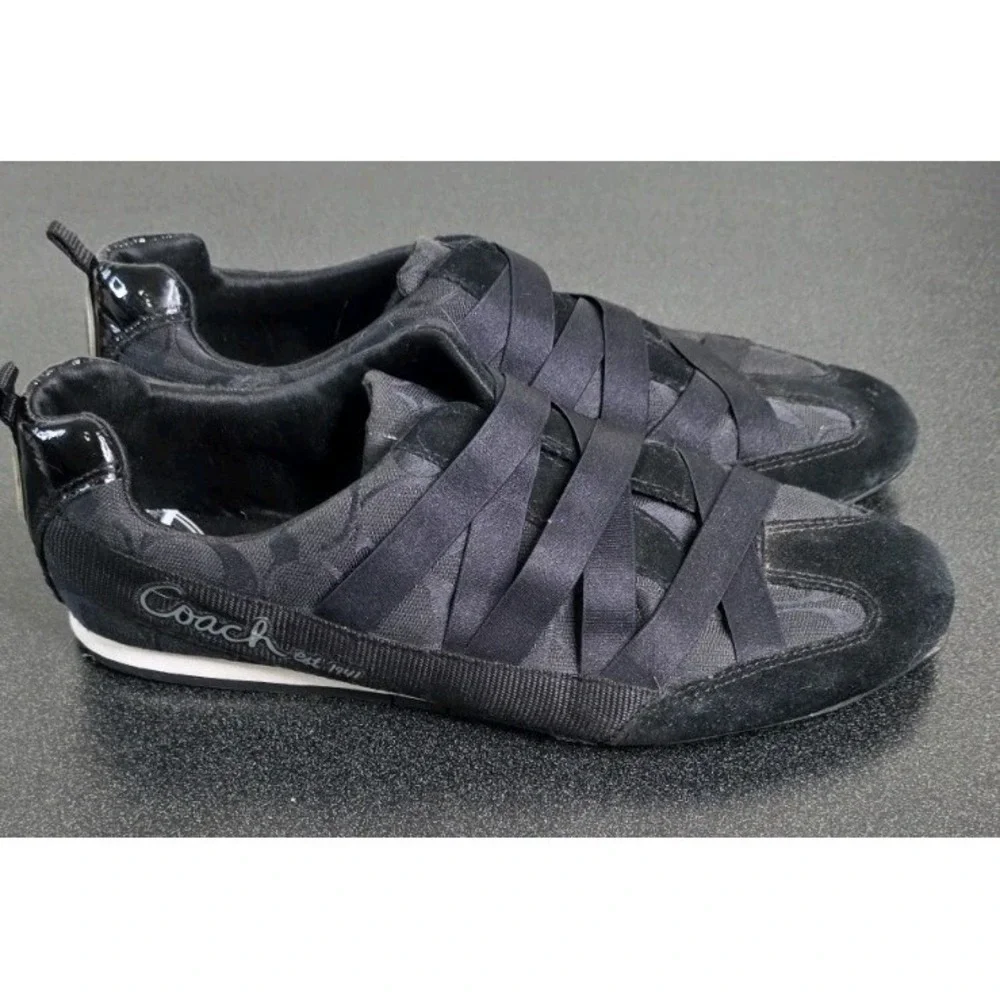 Vintage Coach Harmonie Black Woman 8.5 Shoes Sneaker‎ Pull On Suede Casual